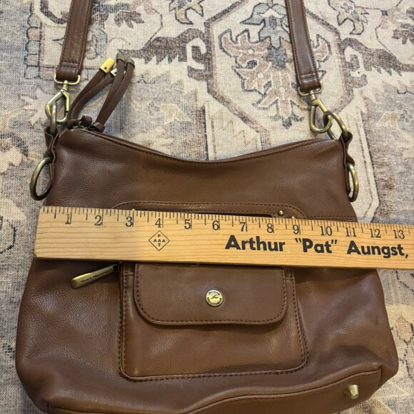 Stone Mountain Brown Leather Crossbody Bag W/Multiple Pockets & Adjustable Strap - Picture 8 of 10